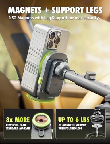 Bracketron Magnetic Car Mount for Cell Phone, MagAlign Max Car Vent Phone Mount【Strongest Magnetic+ Suction】, Vent Phone Mount for Car for iPhone 16 Pro Max 15 14 13 12 – MagSafe Car Accessories – Enhanced Compatibility and Speed