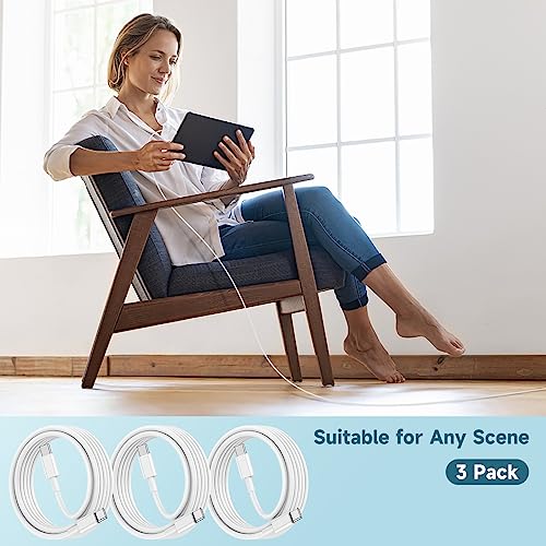 Revolutionary 60 W USB-C Charging Cable Trio – Fast Charge Your i Phone 15, Mac Book Pro, i Pad Pro & Air Pods 4 with Reliable 3 ft Durability – Ultimate Compatibility for Enhanced Performance and Convenience – Ideal for Home, Office, and On-the-Go Use – Sleek White Design for Effortless Style and Organization