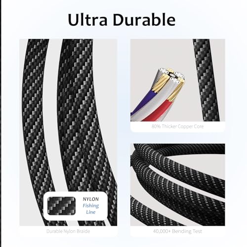 Ultra-Fast Charging 2-Pack USB C to USB C Cable – 100 W Power Delivery with 5 A Speed for i Phone 16 Max, Mac Book Pro & i Pad – 6 FT Durable Nylon Braided Design for Tangle-Free Use, Perfect for Home & On-the-Go Charging