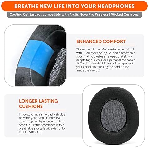 Experience Ultimate Comfort with WC Freeze Nova Pro Wireless Cooling Gel Earpads for Arctis Nova Pro – Exclusive 90’s Black Design, Enhanced Durability & Sound Isolation, Tailored Fit for Gamers Seeking Maximum Performance and Prolonged Play Sessions