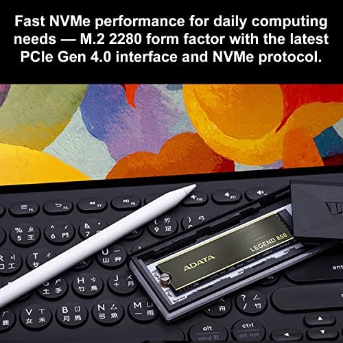 Maximize Performance with ADATA 500 GB Legend 850 LITE SSD – Ultra-Fast NVMe PCIe Gen4 x 4 M.2 2280 for Gaming and Upgrades, Speeds Up to 5,000 MB/s, High-Endurance 3 D NAND for Reliability and Enhanced Compatibility