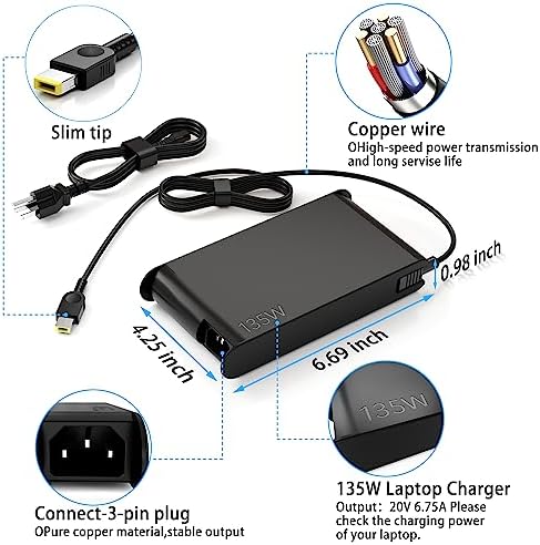 Ultra-Slim 65 W USB-C AC Adapter for Lenovo Think Pad and Yoga Series – Compact Power Solution with Smart Voltage PD3.0 Technology for Enhanced Charging Speed – Perfect Replacement for Your Laptop Charger – Ideal for Home and Office Use – Includes Power Cable and Cable Management Features – Compatible with Multiple Lenovo Models