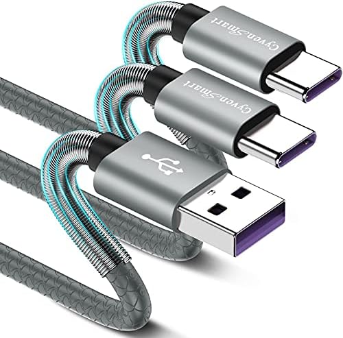 Cyven Premium 3 ft USB Type C Cable Duo Pack – Fast Charge & Data Transfer Cord, Durable TPE Construction, Compatible with Samsung Galaxy A Series, LG V Series, and More – Stylish Pink Design for Enhanced Performance and Versatility