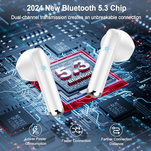 Advanced Bluetooth 5.3 Wireless Earbuds – Hi-Fi Stereo Sound for Ultimate Audio Experience, 4 ENC Mics for Superior Call Clarity, Featherlight 3 g Build for Unmatched Comfort, 30-Hour Playtime with Sleek USB-C Charging Case, IP7 Waterproof for All-Weather Durability, Seamlessly Compatible with Android & i OS – Ideal for Music Aficionados and On-the-Go Professionals