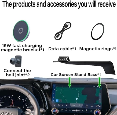 Car Phone Holder for 2023 2024 2025 Lexus RX350/RX350h/RX450h/RX500h Accessories Apply to 14 Inch Touch Screen15W Fast Wireless Charger Screen Fixed Clip Cell Phone Mount – Enhanced Compatibility and Speed