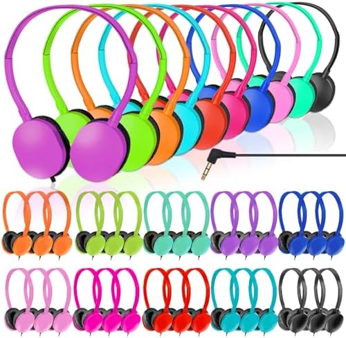 Bulk 15-Pack Kids Headphones for Classroom Learning – Colorful, Durable Earphones for Toddlers, Teens, and Adults – Optimal Audio Solution for School and Home Study Environments with Enhanced Device Compatibility