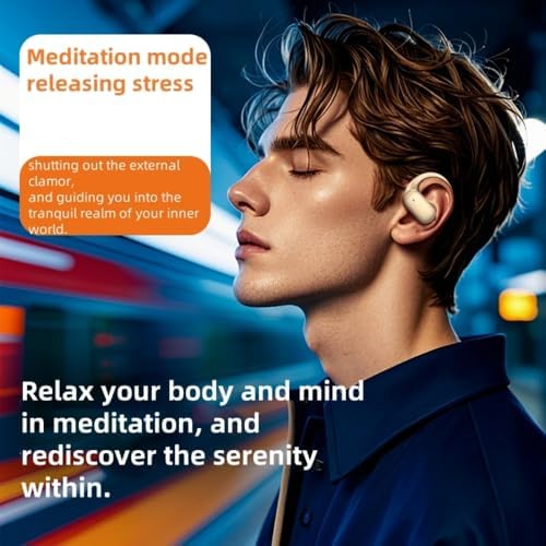 Open-Ear Wireless Fitness Earbuds for Mindful Meditation and Enhanced Wellness – Real-Time Heart Rate & Sp O2 Monitoring, IPX5 Waterproof for Active Lifestyles, Secure Fit for Running and Yoga, Compatible with Multiple Devices, Sleek White Design – Transform Your Relaxation Journey