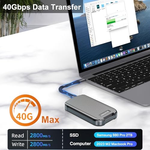 Ultra-Fast M.2 NVME & SATA SSD Enclosure – 10 Gbps USB 3.2 Gen2 USB-C Connector for High-Speed Data Transfer, Compatible with M Key & B+M Key SSDs (2280/2230/2242/2260) – Portable, Plug-and-Play Design for Effortless File Management and Enhanced Performance