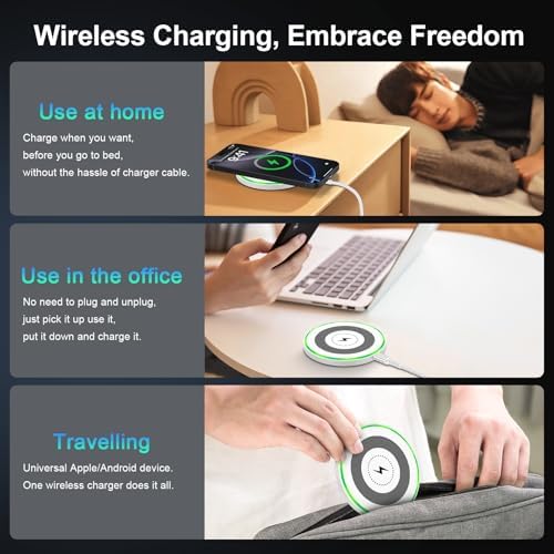 Motorola RAZR 50 & Edge 50 Ultra + i Phone 16 Pro Max 15 W Fast Wireless Charger Pad with Adapter – Universal Compatibility for Moto G Stylus 5 G 2024, G Power 2025, Samsung S25/S24/S23/S22, and More – Sleek Design with Safety Features for Effortless Charging