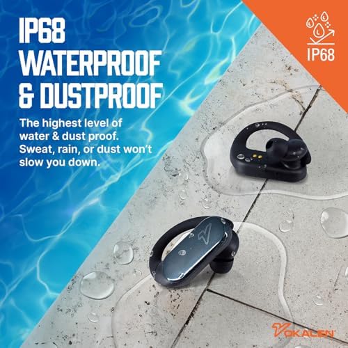 Experience Unmatched Audio Freedom with VOKALEN Reflex Pro Wireless Sport Earbuds – Superior Active Noise Cancellation, IP68 Waterproof Design, Ergonomic Secure Fit, and 50-Hour Battery Life for Uninterrupted Workouts and Leisure Activities (Black)