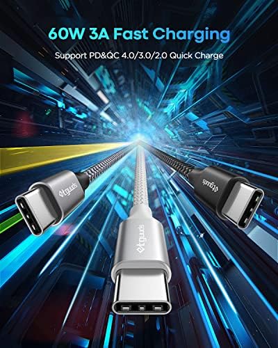 Premium 10 ft USB C to USB C Charging Cable – 3-Pack | High-Speed 60 W Power Delivery Cable for Samsung Galaxy S23, S22, S21, Note 20, Z Fold/Flip, and USB C Laptops | Durable Design for Fast Charging & Data Transfer | Ultimate Flexibility for Home and Office Use