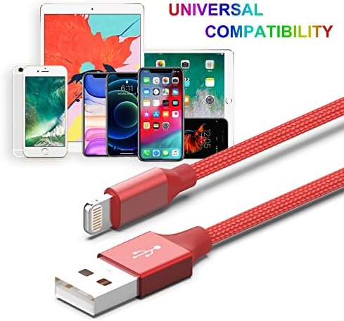 Apple MFi Certified 6 Pack Nylon Braided Lightning Cables – Fast Charging in Stylish Pastel Colors, Versatile Lengths (3 FT, 6 FT, 10 FT) for i Phone 14 Pro, 13 Mini, 12, 11 Pro Max, XR, XS, 8, 7, Plus, 6 S – Enhanced Durability & Quick Data Transfer