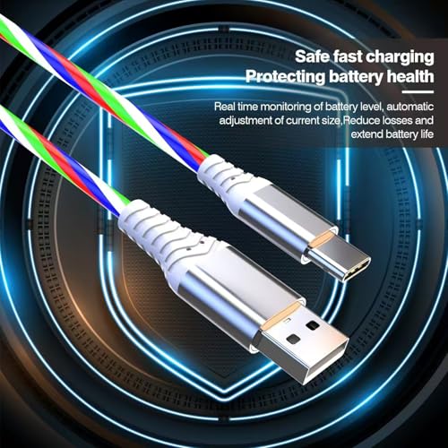 Illuminate Your Charging Experience: Premium 78-Inch Light Up USB C Charging Cable with 3 A Fast Charging Capability – Universal Compatibility for i Phone 16/15/Pro/Plus/Pro Max, Galaxy S24/S23/S22/S21/S20, i Pad, Pixel & More – Durable, Stylish LED Indicator for Nighttime Visibility and Enhanced Convenience