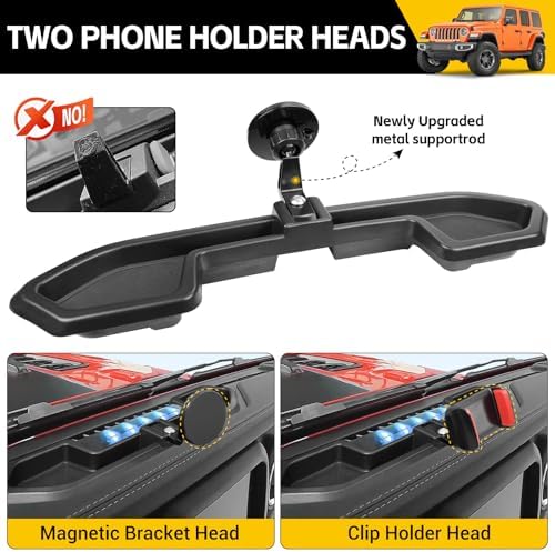 Revolutionary Magnetic Phone Mount for 2018-2023 Jeep Wrangler JL JLU & 2020-2023 Gladiator JT – Ultimate Dash Tray System for Secure Device Holding, Rugged Terrain Compatibility, and Effortless Installation – Ideal Jeep Accessory for Enhanced Navigation and Safety