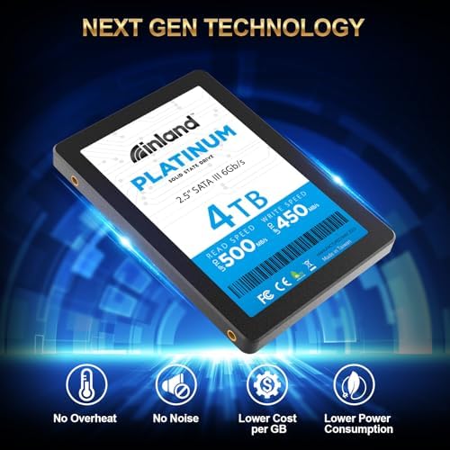Transform Your Tech with INLAND Platinum 1 TB SATA III SSD – Ultra-Fast 2.5″ Solid State Drive Featuring Advanced TLC 3 D NAND for Superior Performance and Reliability, Ideal for Gamers and Creatives