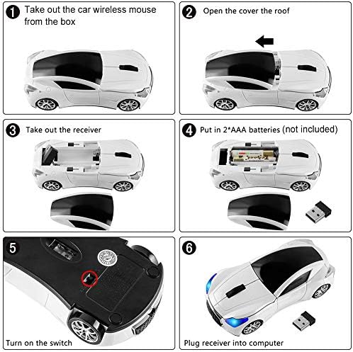 Sleek Yellow Wireless Car Mouse – Cool Sports Car Design for Enhanced Precision with 1600 DPI Optical Technology | Lightweight & Portable USB Receiver Mouse for Laptops, PCs, and Travel | Perfect Gift for Tech Lovers and Professionals
