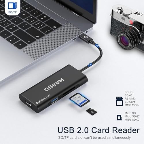 Elevate Your Connectivity Game with the QGee M 7-in-1 USB C Hub – Ultimate 4 K HDMI Adapter for Mac Book, i Phone 15/16, i Pad Pro Max & Chromebook – 100 W Power Delivery, High-Speed USB 3.0 Ports & Integrated Card Reader in Sleek Grey for Superior Performance and Unmatched Versatility