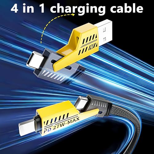 Ultimate 4-in-1 Fast Charging Cable Set – 6.65 Ft Braided Multi-Device Charger for USB C, USB A & Lightning – 65 W High-Speed Data Transfer with Enhanced Durability for i Phone, i Pad & More