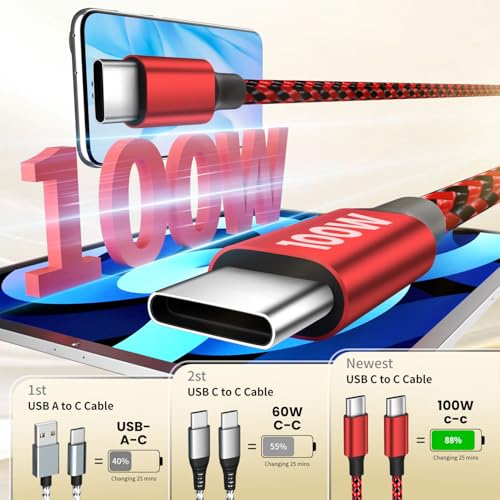 Power Up Your Devices with the 100 W USB C Multi Charging Cable – 3-in-1 Fast Charging Solution Featuring E-Mark Chip for Enhanced Safety and Universal Compatibility with USB C, Lightning, and Micro USB Devices – 5 FT Length, 2-Pack for Ultimate Convenience and Efficiency in Charging Smartphones, Tablets, Laptops, and More