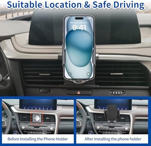 Lexus RX 2016-2022 Premium Car Phone Mount – Ultimate Anti-Shake Cradle with 360-Degree Rotation for All Smartphones – Effortless Installation & Enhanced Driving Safety Accessory for Seamless Navigation and Hands-Free Calls