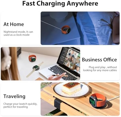 Ultra-Fast 5 W Wireless Charger for Apple Watch – Sleek Aluminum Alloy Magnetic Charging Station with USB-C Cable, Portable Design for All i Watch Series (Ultra/9/8/7/6/5/4/3/2/SE) – Ultimate Travel Companion for Quick Power-Up and Style