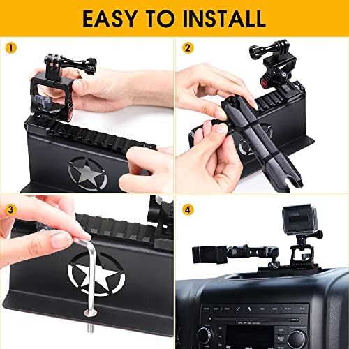BESTAOO Dash Mount Phone Holder for 2018+ Jeep Wrangler JL & 2020+ Gladiator JT & 2021 Ford Bronco – Innovative Single Ball Design for Picatinny Rail Compatibility, Secure and Adjustable Phone Mount for Enhanced Driving Safety and Convenience