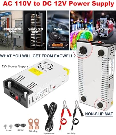 Eagwell 600 W 12 V AC to DC Power Supply Converter – High-Efficiency SMPS Adapter for RVs, LED Strips, and LCD Monitors – Reliable 50 A Output with Safety Features for Versatile Applications and Enhanced Performance