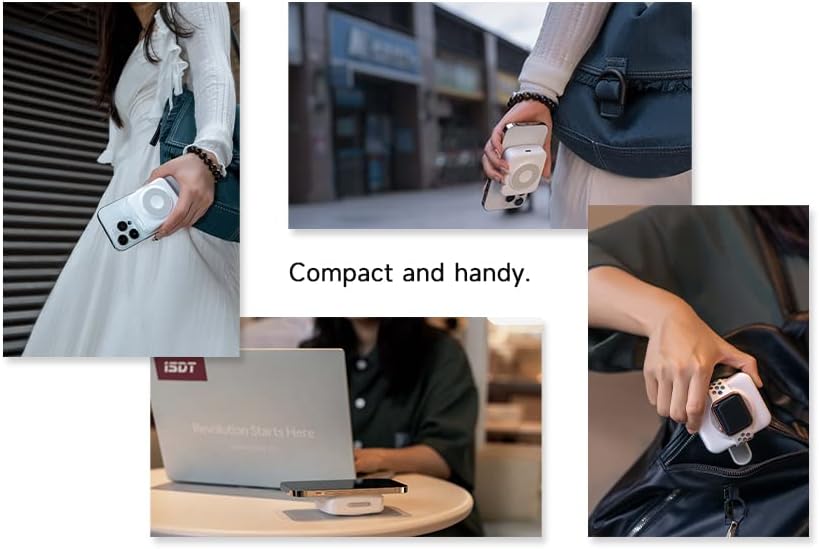 ISDT PB25 DW Dual Magnetic Wireless Power Bank – 7000 m Ah Portable Charger for i Phone, Apple Watch, Samsung & Android Devices – Fast USB-C Charging, Lightweight Design for On-the-Go Users – Enhanced Compatibility & Performance