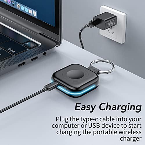 HUOTO Compact Magnetic Wireless Charger for Apple Watch – 1200 m Ah Portable Power Bank Keychain, Compatible with Series 10/9/8/Ultra 2/Ultra/7/6/5/4/3/2/SE, Ideal Travel Accessory for Effortless Charging On-the-Go