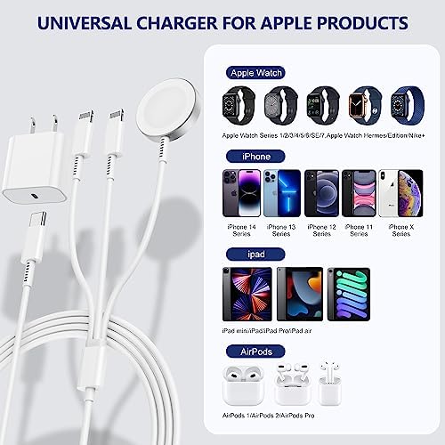 Premium 5 W Fast Charging USB C Cable for Apple Watch – 6 ft Magnetic Charger, MFi Certified, Compatible with Series SE2/8/7 & All Sizes 38 mm to 45 mm – Reliable & Efficient Power Solution for On-the-Go Users