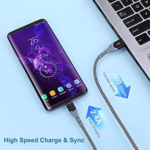 Excgood 10 ft Adaptive Fast Charging Wall Charger & USB C Cable – Dual Pack for Galaxy S25/S24/S23 Ultra, Android Phones – High-Speed Power Delivery & Extended Reach, Durable Black Design – Ultimate Charging Solution for On-the-Go Users