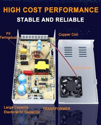 Eagwell 600 W 12 V AC to DC Power Supply Converter – High-Efficiency SMPS Adapter for RVs, LED Strips, and LCD Monitors – Reliable 50 A Output with Safety Features for Versatile Applications and Enhanced Performance