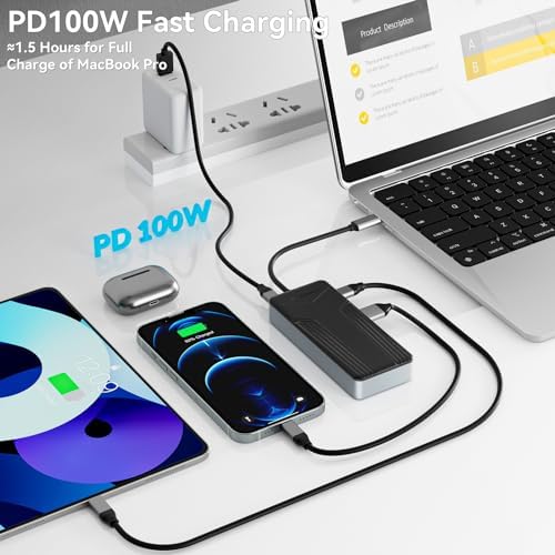Yottamaster 8-Port USB C Hub with M.2 NVMe SSD Enclosure – High-Speed 10 Gbps USB 3.2 Adapter for Seamless Data Transfer, Stunning 4 K@60 Hz HDMI Output, 100 W Power Delivery & Dual SD/TF Readers – Ultimate Connectivity Solution for Windows & Mac Users to Boost Productivity and Enhance Workflow