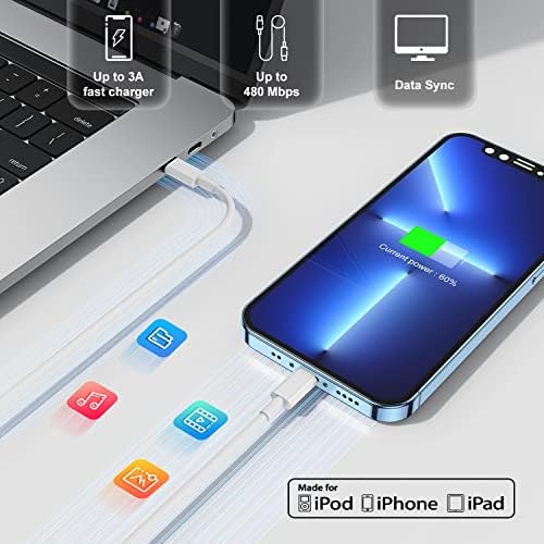 Ultra-Fast 3 FT USB-C to Lightning Charger Cable for i Phone 14, 13, 12, Pro Max & More – Certified High-Speed Charging, Enhanced Durability, and Universal Compatibility for Efficient Power Delivery – Perfect for Home, Office, and Travel Use