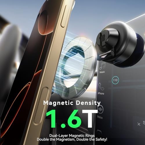 Electric Magnetic Car Phone Holder, 360 Rotation Vacuum Suction Cellphone Mount Foldable Car Mount Stand for iPhone12-16,Mirror/Glass/Screen/Smooth Surface (Not Charge Phone) – Enhanced Compatibility and Speed