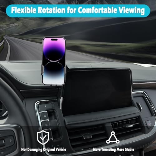 2021-2024 Chevrolet Suburban & Tahoe Car Phone Holder for 10.2-Inch Screens – Thick Case Compatible, Hands-Free Mount for 4.7-7 Inch Smartphones – Secure, Easy Installation & Enhanced Stability for Safer Driving
