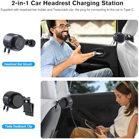 OHLPRO 45 W Dual-Port Backseat Charger Station – Fast Charging Solution for Uber & Lyft Passengers, Retractable Multi-Device Charger for i Phone, Samsung, Tablets – Enhance Travel Convenience & Connectivity