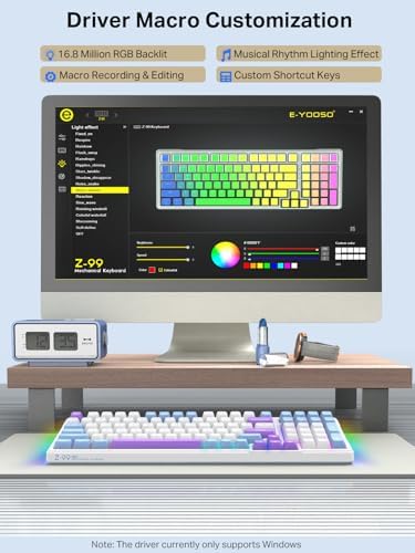 Elevate Your Game with the E-YOOSO Gasket Mechanical Gaming Keyboard – Compact 96% Layout, Vibrant RGB Backlighting & Tri-Mode Connectivity for Ultimate Versatility, Hot-Swappable Customization, Pre-Lubed Linear Switches for Smooth Gameplay, and Anti-Ghosting Technology for Flawless Performance – Ideal for Gamers and Typists Alike!