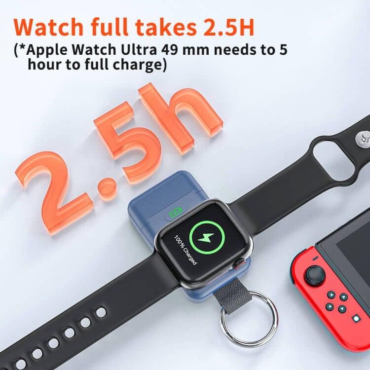 Compact Magnetic Wireless Power Bank for Apple Watch – HUOTO 1400 m Ah Travel Charger with Keychain Attachment for Series 9/8/7/6/SE/5/4/3/2/1/UItra/UItra 2 – Fast, Reliable Charging On-the-Go
