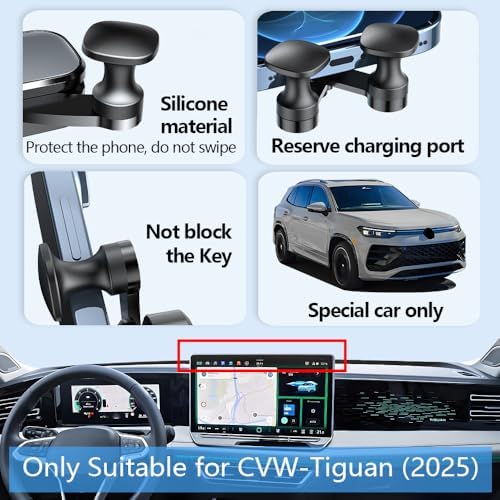 Car Phone Holder Mount for VW Tiguan 2025 2026 Auto Accessories Navigation Screen Bracket Interior Decoration Mobile Cell – Enhanced Compatibility and Speed