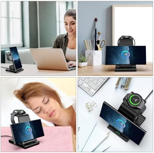 Ultra-Fast 3-in-1 Wireless Charging Dock for Samsung Galaxy Devices – Sleek Space-Saving Charger for Galaxy S25 Ultra, S24, S23, Note 20, Z Flip 6 & Fold 6 – Efficient Power Station for Galaxy Watch Ultra/7/6/5 & Galaxy Buds Pro with Overheat Protection and Modern Design for Home or Office