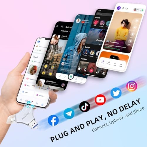 MFi Certified 128 GB USB 3.0 Flash Drive – 3-in-1 External Memory Stick for i Phone, i Pad, Android & PC – High-Speed Data Transfer for Photos, Videos & Backup – Ultimate Portable Storage Solution for Effortless Data Management and Secure File Sharing