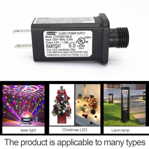 High-Performance 4.5 V Outdoor Power Supply Transformer for CZJUTAI JT-DC045 V1333-C – Reliable Adapter for Christmas Lights, Projectors & Lawn Decor – IP44 Waterproof for All-Weather Use, 6 W Efficiency Guarantees Brilliant Holiday Displays, Enhance Your Seasonal Ambiance with Trusted Power Solutions