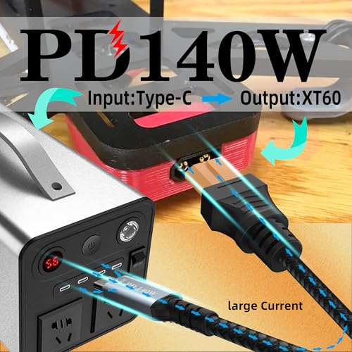 Type C to XT60 Charging Cable, USB C to XT60 Female Adapter Cable, XT60 to Type-C Fast Charging Cable for M7 M6 M6D Charger Fatshark Skyzone FPV Monitor Power – 2m/6.6ft – Enhanced Compatibility and Speed