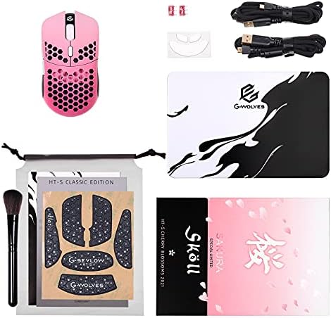 Gwolves Hati HTS Ultralight Honeycomb Wired Gaming Mouse – 48 g Precision with 16,000 DPI Sensor, Low Latency, Anti-Interference, 6 Customizable Buttons, On-Board Memory for PC/Mac/Laptop – Stardust Golden Small Edition for Maximum Speed and Comfort