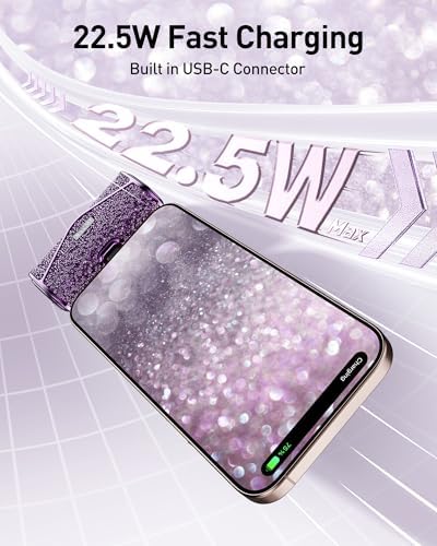 Sparkling 5000 m Ah Portable Charger by i Walk – 22.5 W High-Speed Power Bank with Integrated USB-C for i Phone 16/15 & Samsung Galaxy S25/S24 – Stylish Travel Companion for Effortless On-the-Go Charging and Continuous Power Output