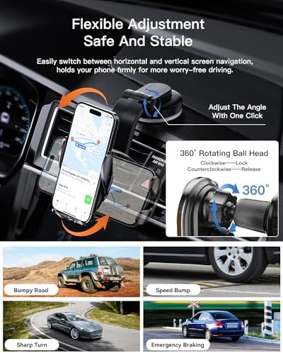 ESSAGER 15 W Fast Wireless Car Charger with Auto-Clamping Phone Holder – Universal Compatibility for i Phone 15/14/13/12/11 Pro Max & Samsung Galaxy S23/S22/S21 – Effortless One-Hand Operation & Optimal Viewing Angles for Ultimate Driving Convenience