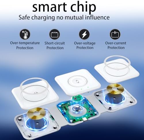 Ultimate 3-in-1 Magnetic Wireless Charging Station for Apple Devices – Du Bom Foldable Travel Pad for i Phone 15, 14, 13, 12 Pro Max Plus, Apple Watch & Air Pods – Fast, Portable & Sleek Design for On-the-Go Charging