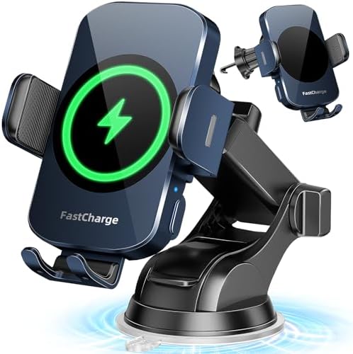 Smart Wireless Car Charger & Auto-Clamping Phone Holder – Fast Charging 3-in-1 Mount for i Phone 11-16 & Samsung Galaxy S23-S9+ – Enhanced Compatibility, Hands-Free Navigation, and Adjustable Viewing Angles for Optimal Convenience