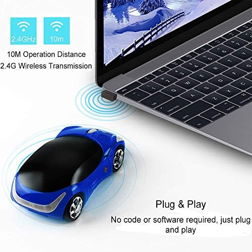 Sporty Pink Wireless Car-Shaped Optical Mouse – Portable 1600 DPI Mini Wireless Mice with USB Receiver for Laptop & Desktop – Ergonomic Design for Travel & Home Use – Unique Gift Idea for Tech Lovers
